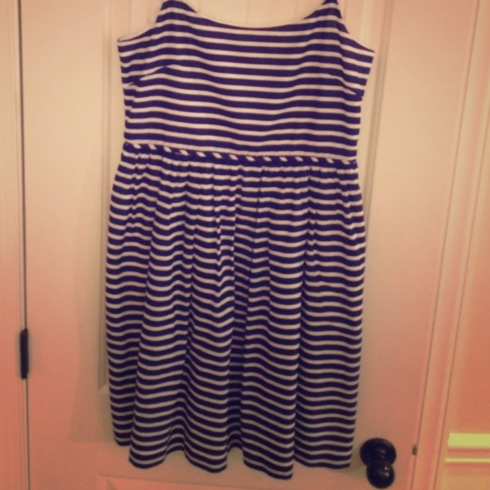 J. Crew Blue and White Striped Dress